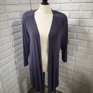 Chico's Travellers Ladies Size 3 = (approx. US Large) Purple Open Cardigan